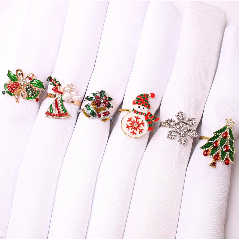Tree Rhinestone Metal Christmas Napkin Rings