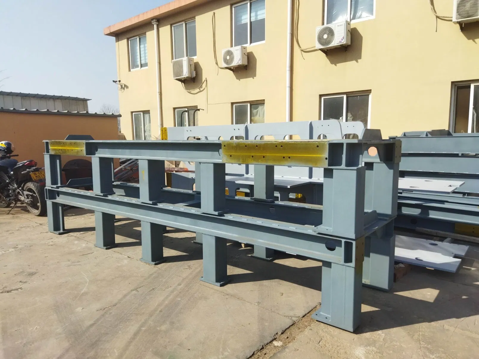 Construction of Steel Frame Structure Foundations, Columns, Beams and Floors