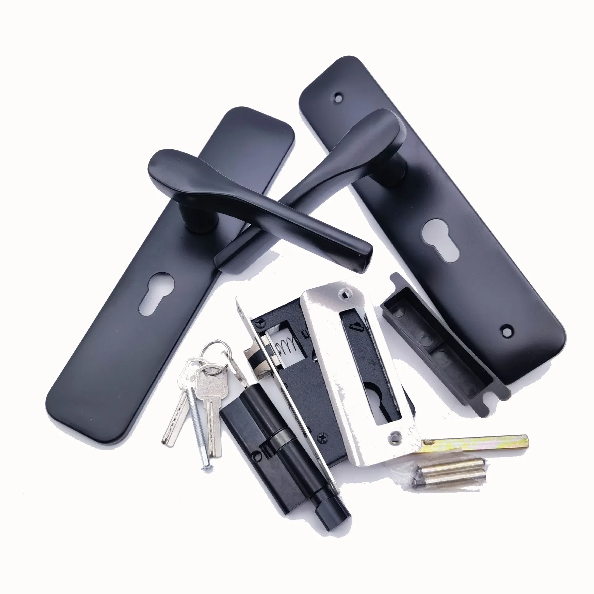 Indoor Black Wooden Door Simple Handle Lock for Bedroom and Bathroom