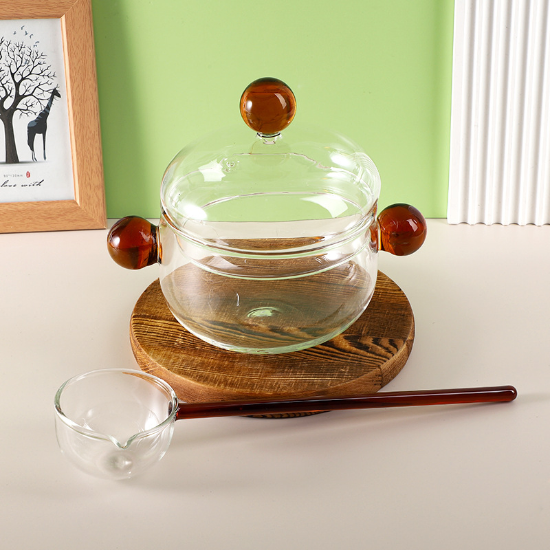 Custom Glass Bowl with Colorful Glass Lid for Cooking Instant Noodles