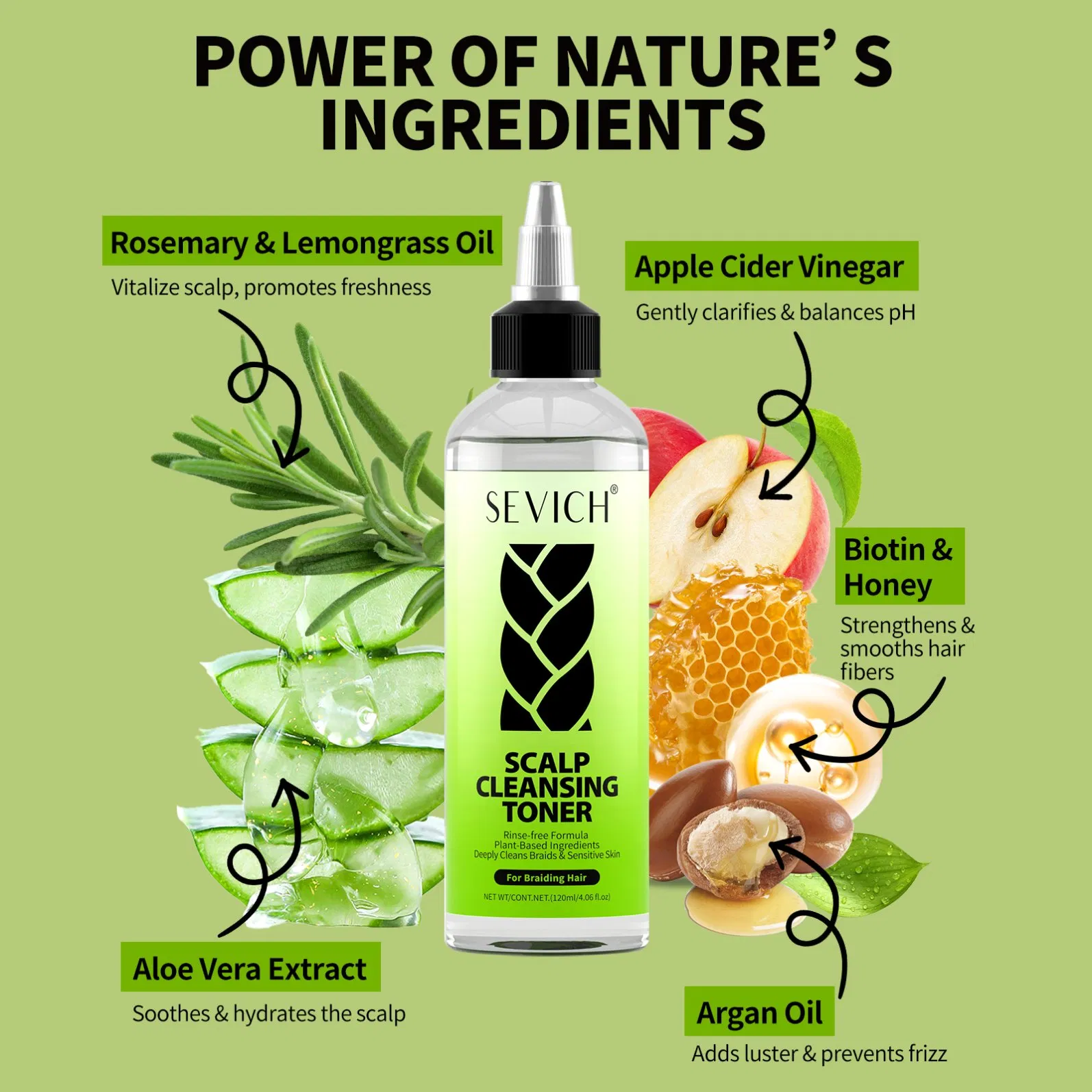 Private Label 100% Natural Aloe Vera Strengthening Nourishing 120ml Scalp Hair Care Cleansing Toner Oil