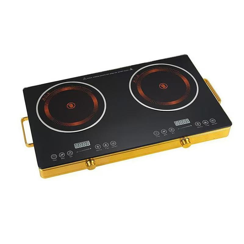Double Burner Infrared Cooker with Touch Control, Crystal Glass Panel, OEM Ready