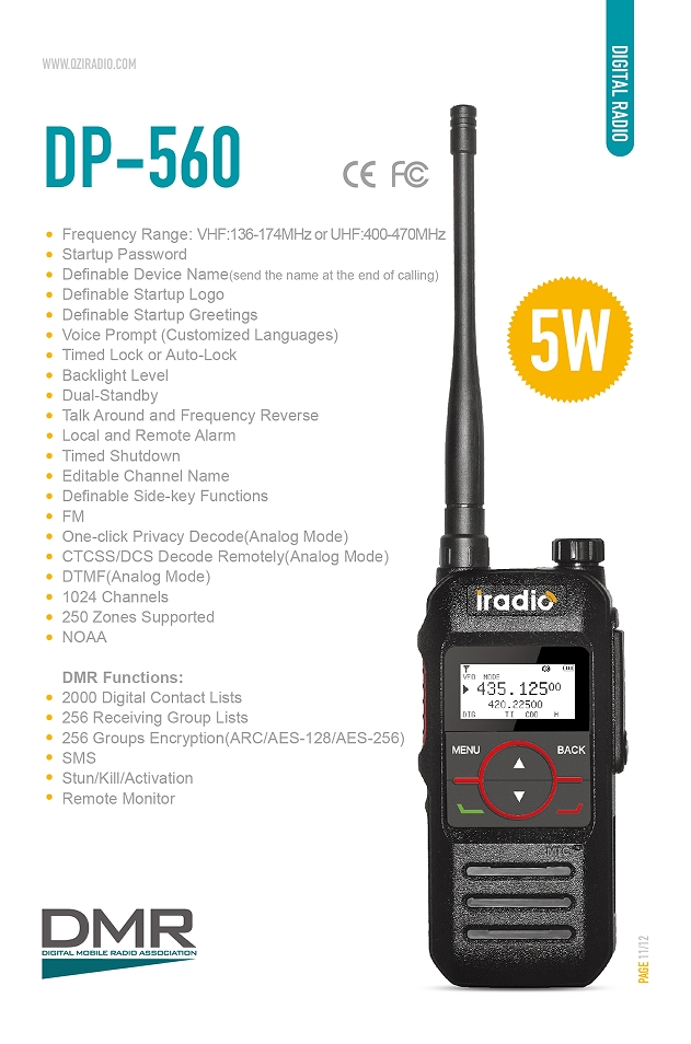 Iradio Dp-560 Digital Dual-Standby Two Way Radio with Dtmf, FM