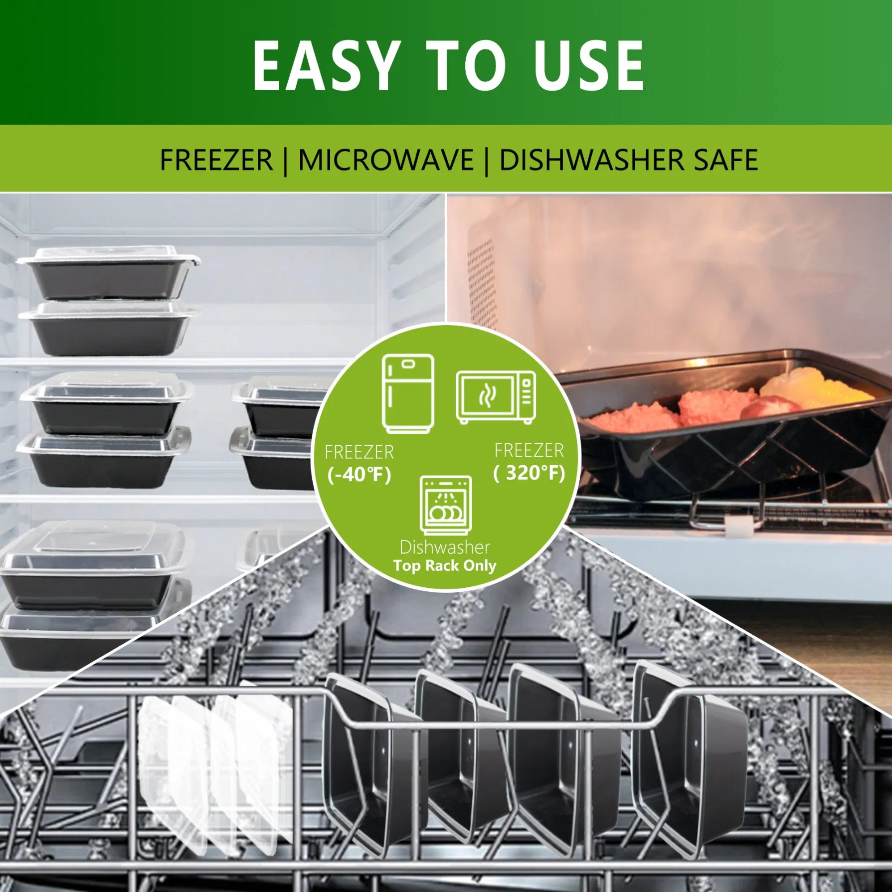 Reusable Brcgs Certified Microwavable Food Packaging Containers with Custom Options