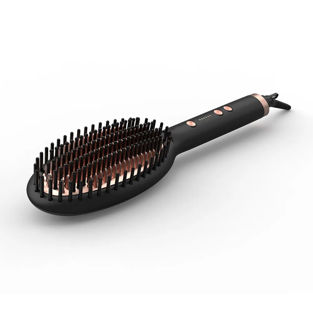 110-240V Electric PTC Heated LED Hair Straightening Comb Home Salon Hair Straightening Brush Curling Comb