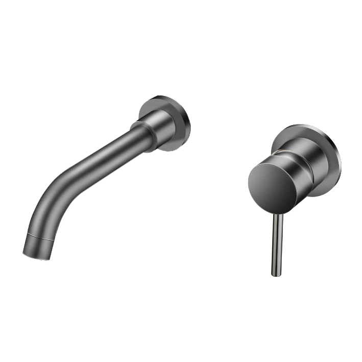 Aquacubic Cupc CE Stainless Steel Lead Free Brass Matte Black Wallmount Lavatory Vanity Bathroom Basin Faucet