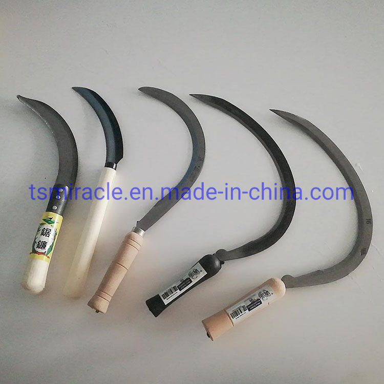 Hardware Agricultural Farming Hand Tools Garden Scythe, Grass Pruning Sickle with Wooden Handle