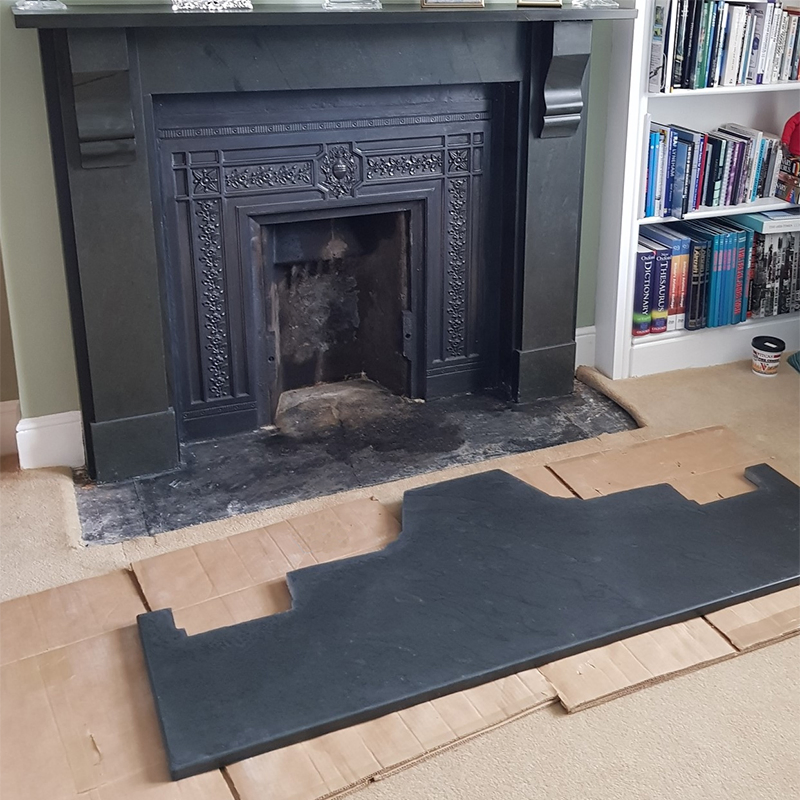 Natural Black Angola Granite Stone Tile for Fireplace BBQ Accessories Polished Square Hearth