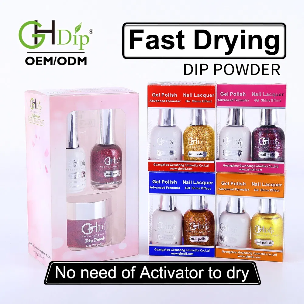 Golden Color Shiny Glitter Nail Art Fast Drying Dipping Powder 3 in 1 Color Match