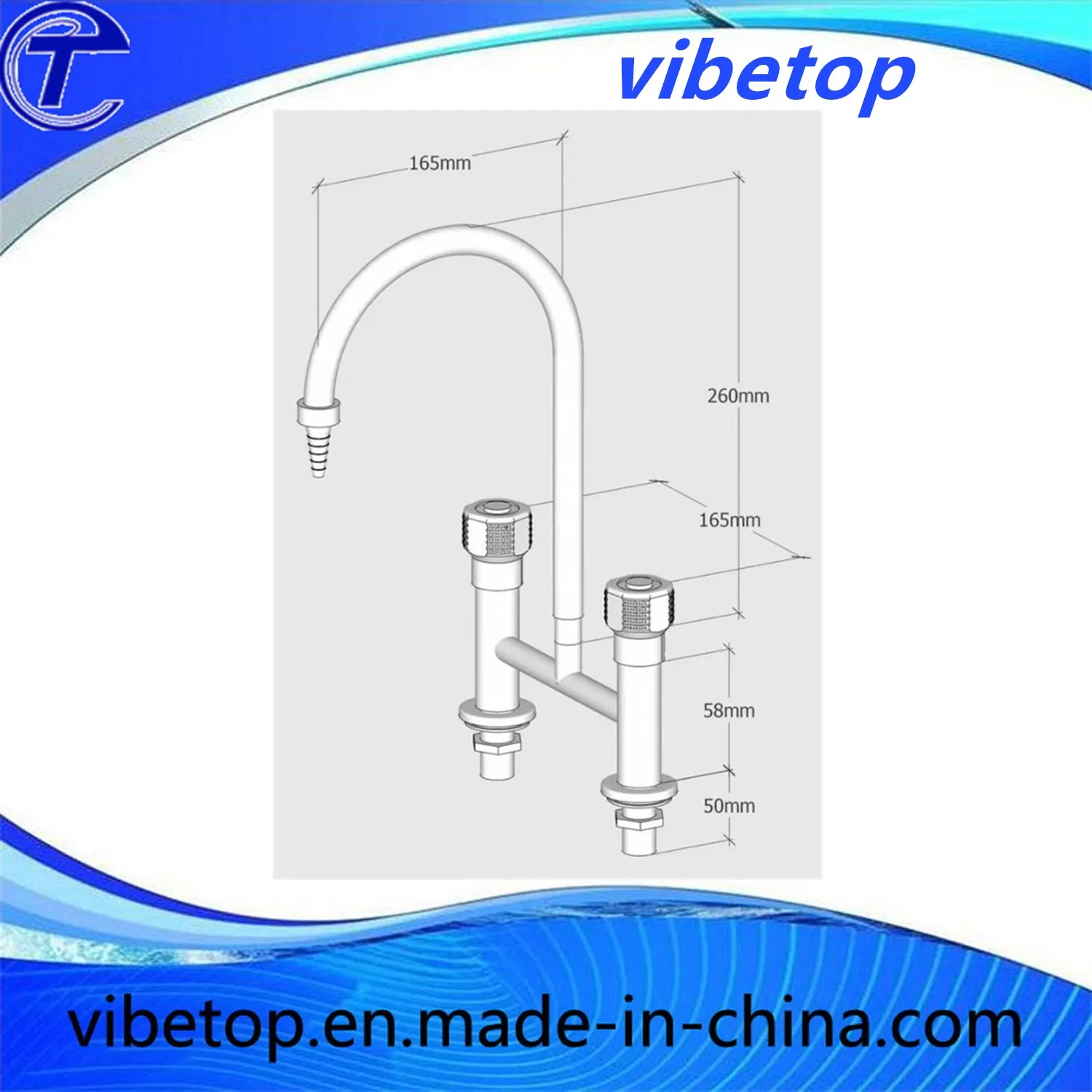 Copper Lab Tap Double Hole Double Handle Mixer Laboratory Faucet
