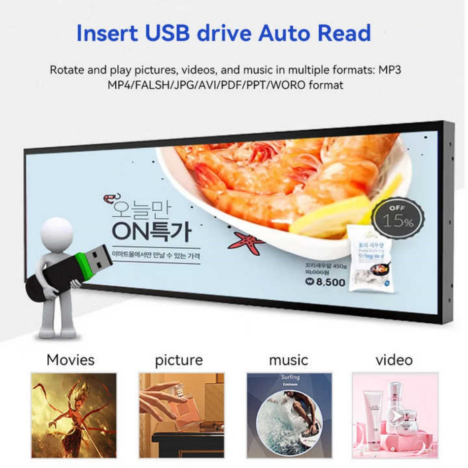 Indoor Wall Mount 39.5inch Ultra Wide Android LED Display Screen