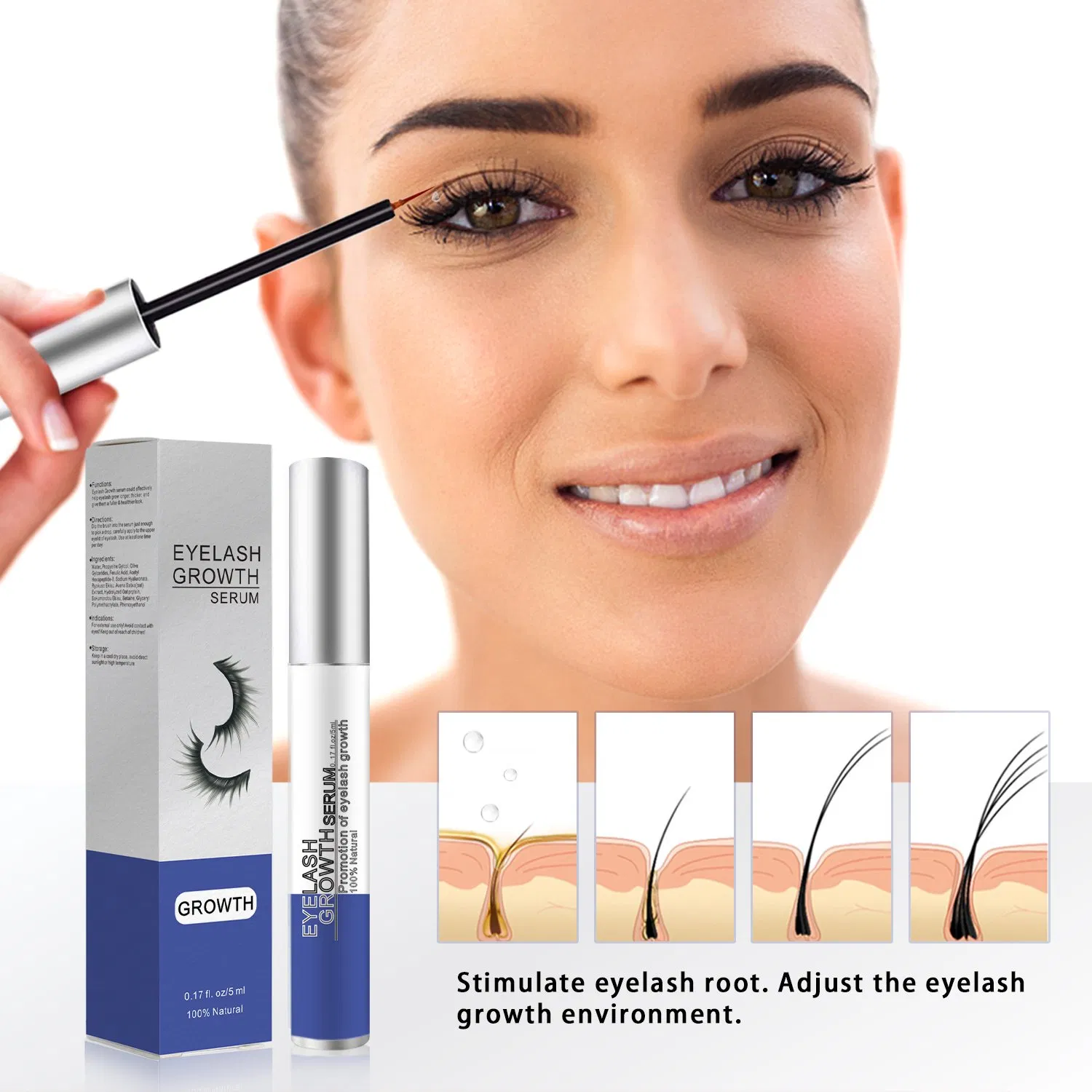 Eyelash Enhancing Serum Growth Treatments Wholesale Custom Oil Free Vegan 100% Natural Organic Private Label Eyelash Serum