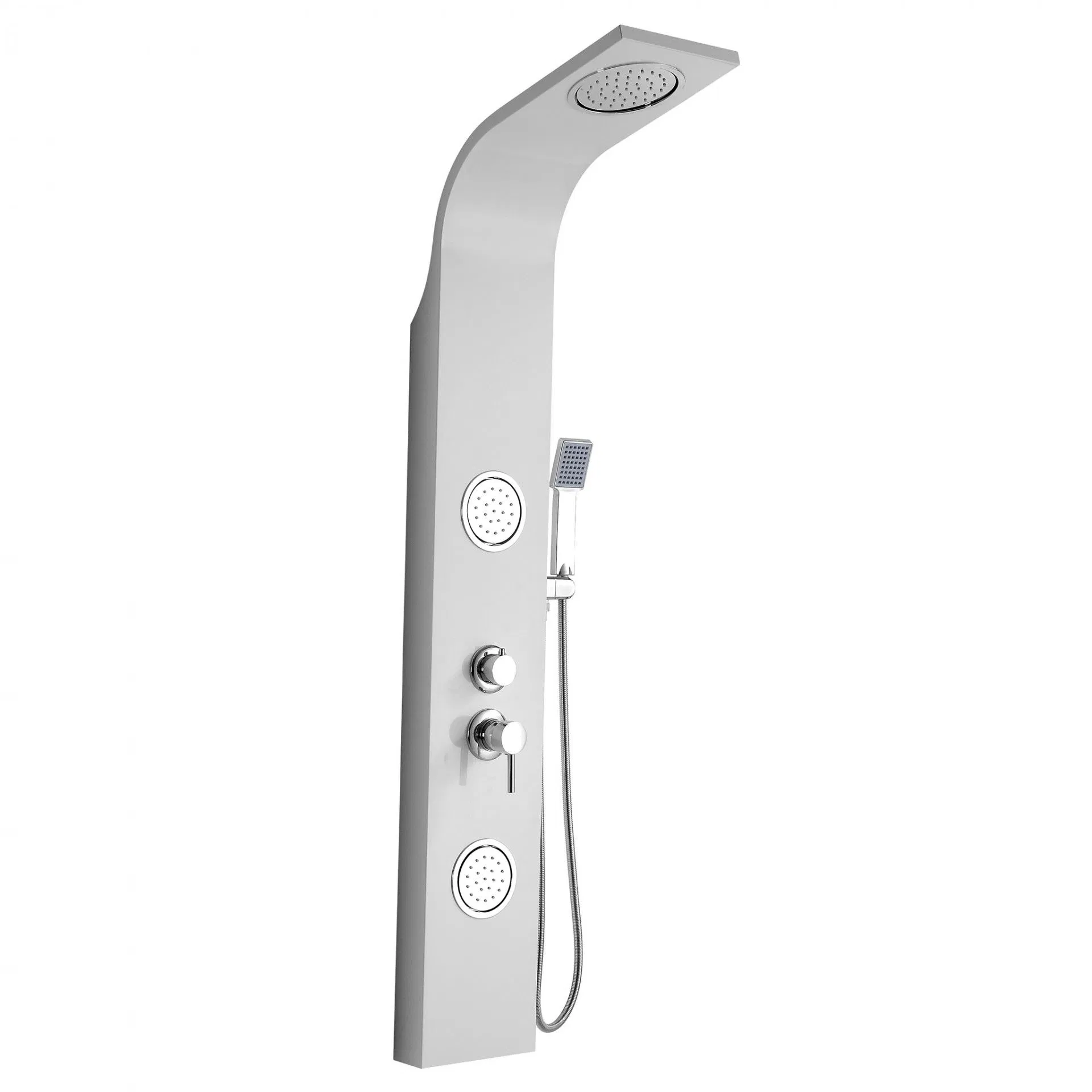 Bathroom Sanitary Ware Wall Mounted Shower Panel with Rainful Shower Head and Hand Shower Multi-Functions 304 Stainless Steel Shower Panel