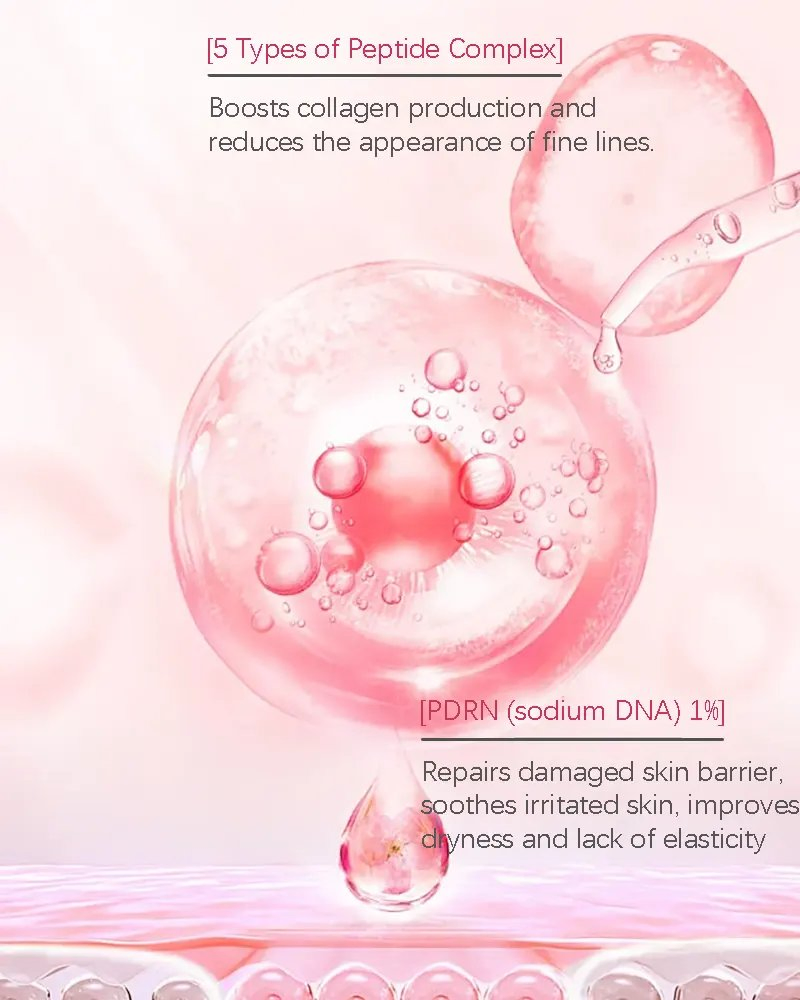 100% Pure Hyaluronic Acid Anti Aging Moisturizing Vitamin C Brightening Rose Pdrn Pink Peptide Dark Spot Correcting Face Serum