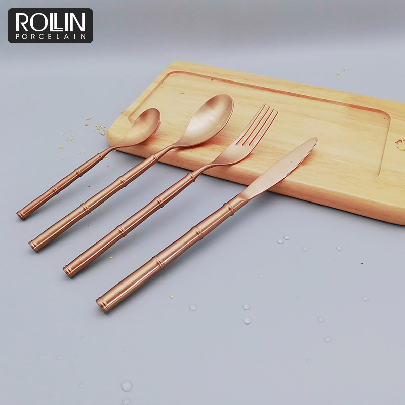 Rose Gold Color Table Knife Fork Spoon for Hotel