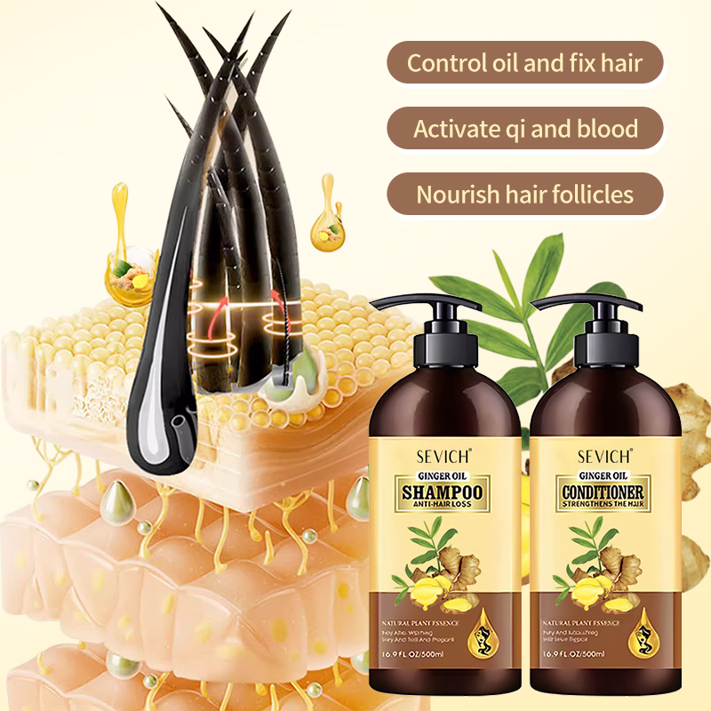 Ginger Hair Growth Set Private Label 500ml Natural Tea Tree Repairing Nourishing Hair Thickening Shampoo