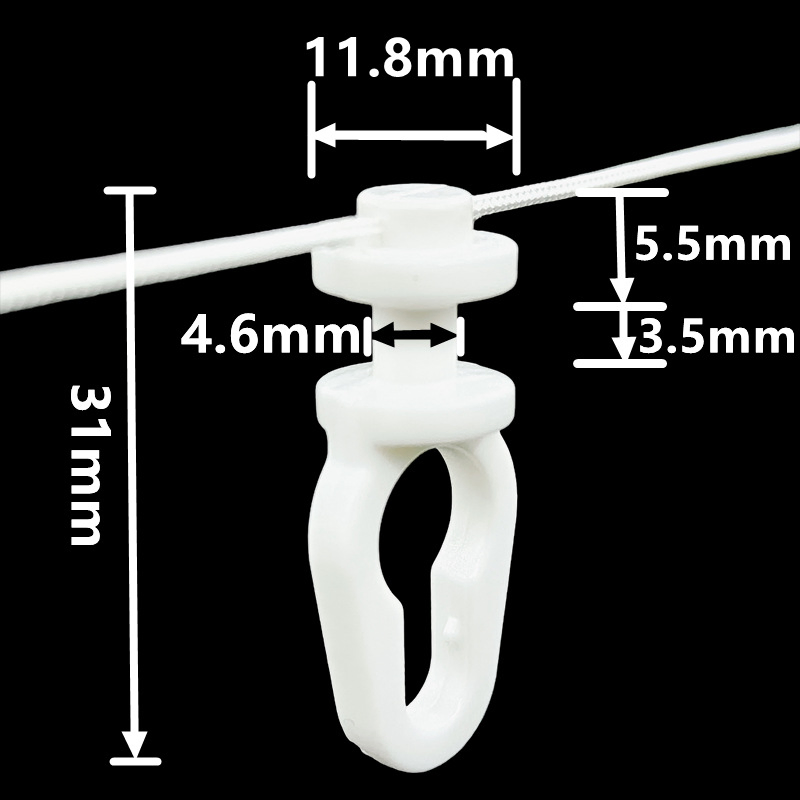 54mm/60mm/80mm Customized Distance Curtain Track Heavy Duty Runner Sliding Gliders Rollers Components