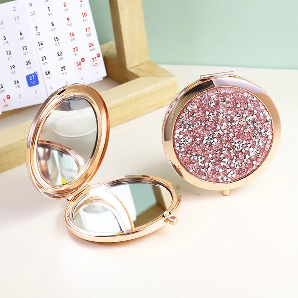 Magnifying Round Mini Makeup Compact Hand Metal Small Folding Cosmetic Pocket Mirror