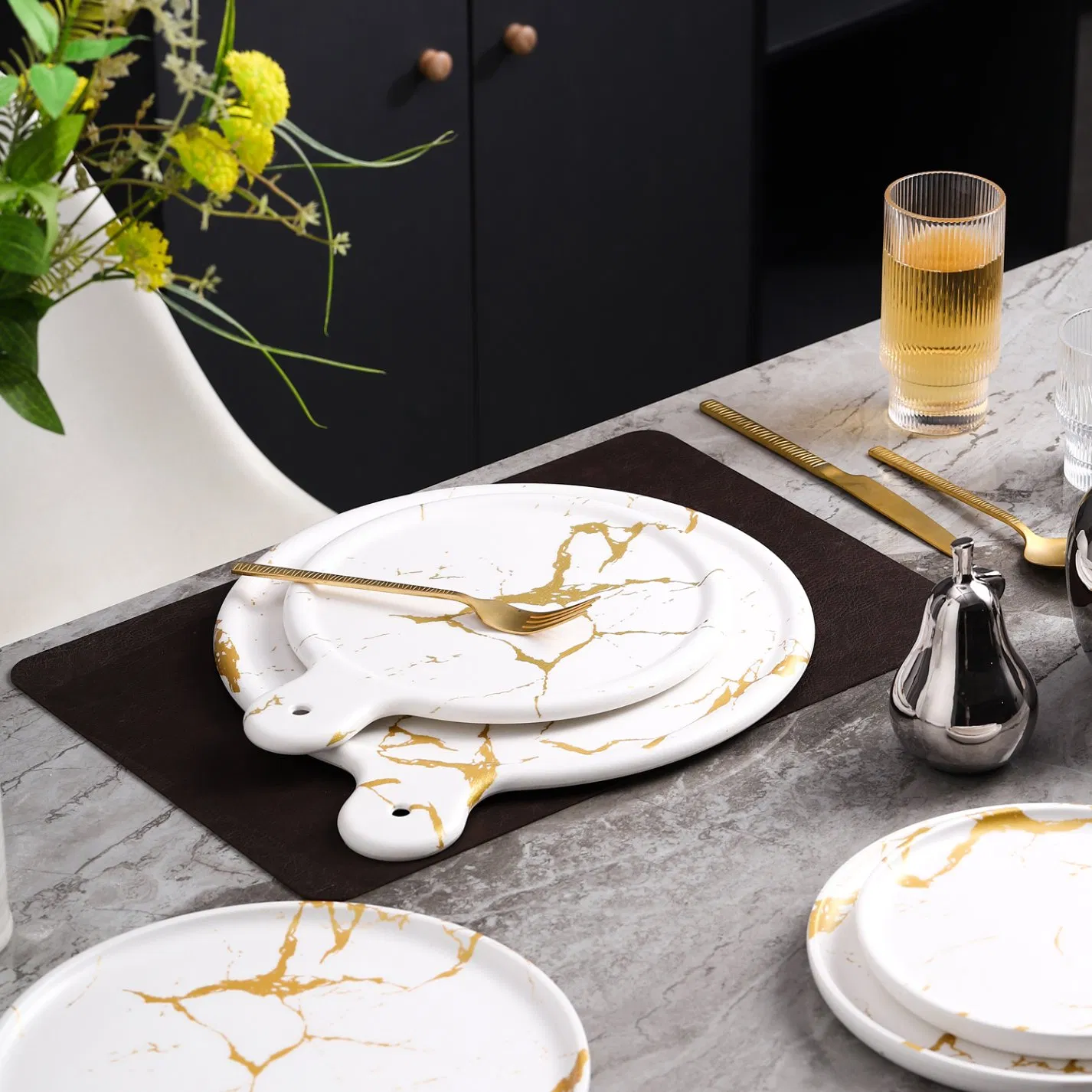 Best Home Melamineware Luxury Golden Design Rectangular Bowls Kitchen Mixing Bowl Food Serving Bowl Custom Shape Home Tableware Fruit Bowl