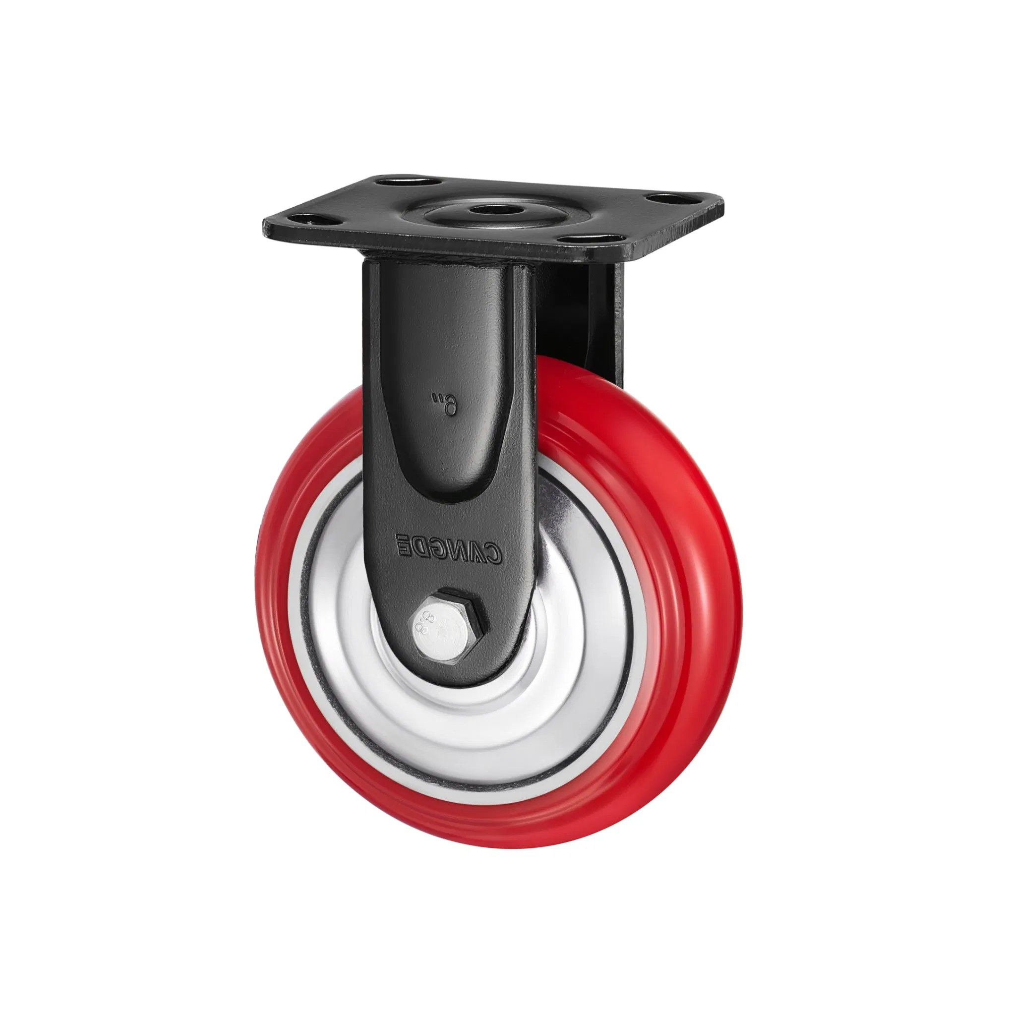Heavy Duty 4" 5" 6" 8" Double Ball Bearing Red Polyurethane Wheels Heavy Duty Caster Wheels