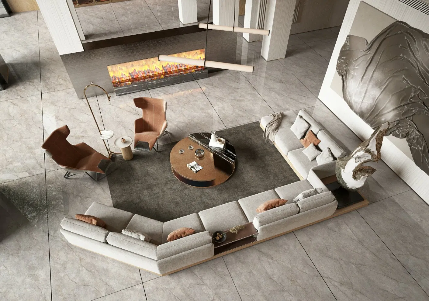 Indoor Villa Project Floor Decotation Shakespeare Grey Luxury Design