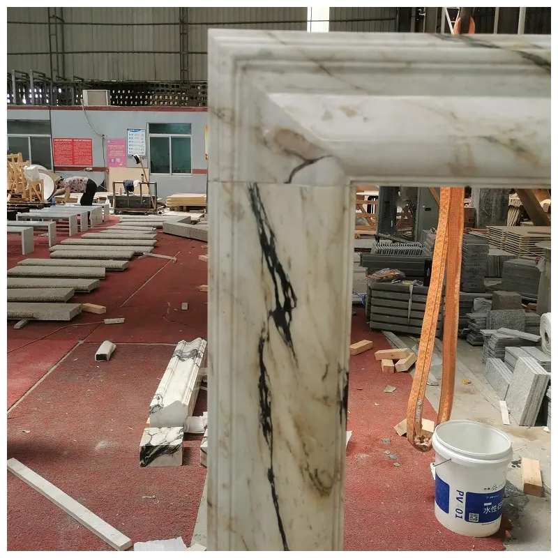 Modern Contemporary Calacatta Viola Marble Fireplace