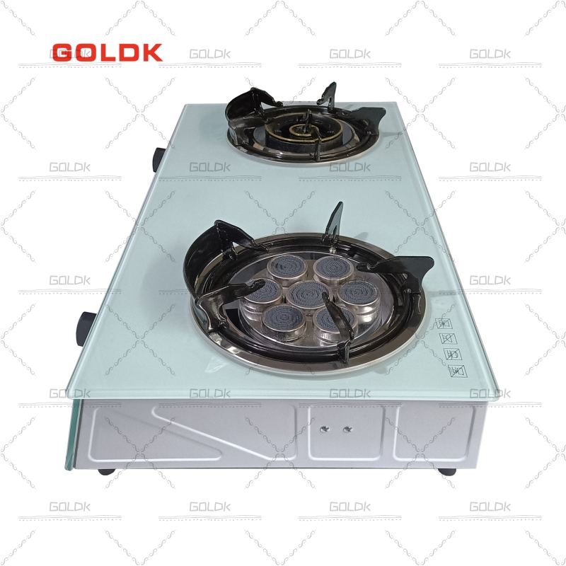 Goldk GS-238 Premium Quality Inner Tempered Glass 2 Burner Table Gas Stove