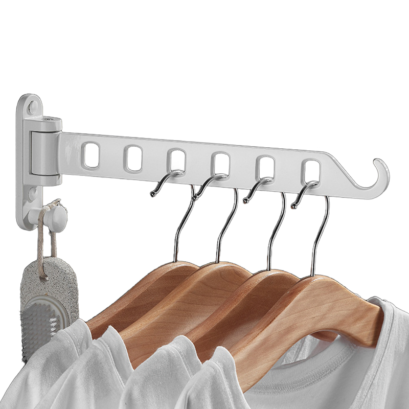 Matte Black Wall Mounted No Drill Foldable Rotation Ceiling Laundry Clothes Hanger Drying Rod with Swing Arm