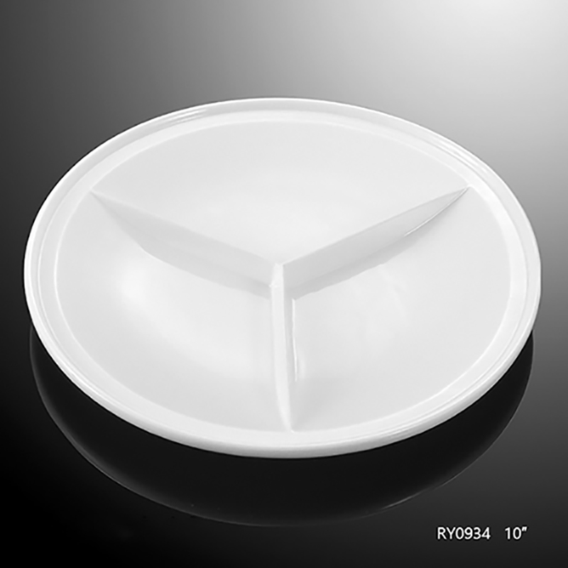 Mutil-Specification Porcelain Plate 3 in 1 Round Divided Plate