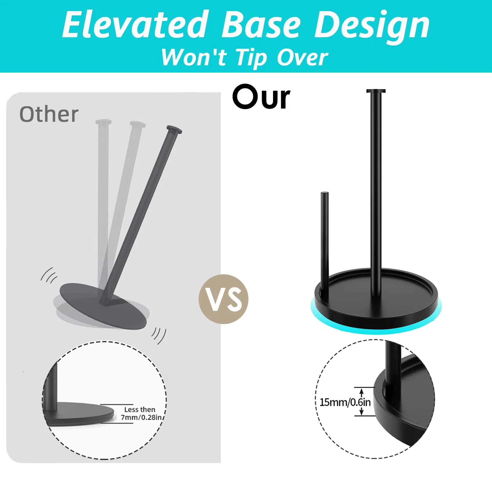 Standing Tissue Paper Towel Roll Holder Rack Countertop