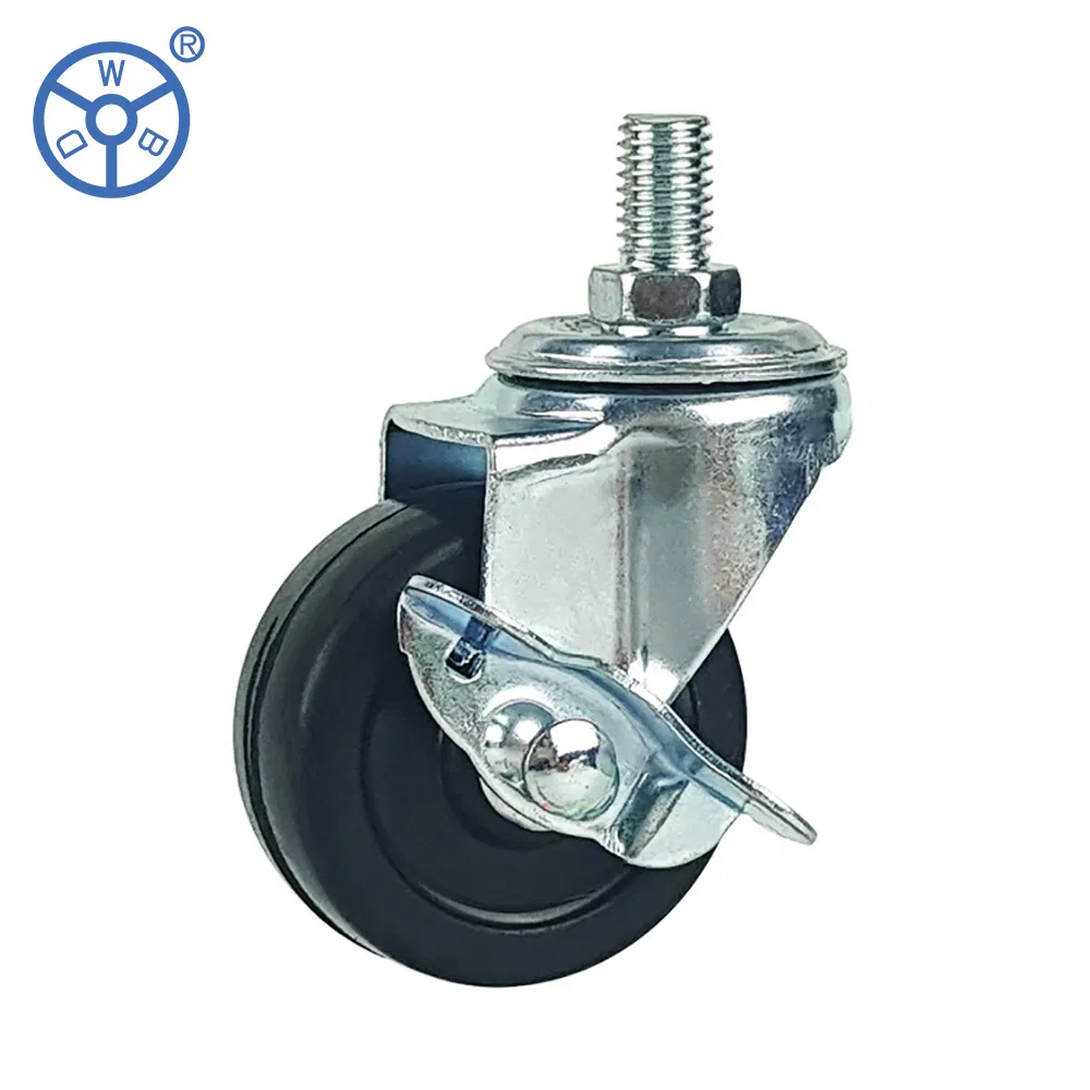 Side Mounting Light Duty Small Black Industrial Rubber Swivel Caster 2 Inch Castor Trolley Wheel