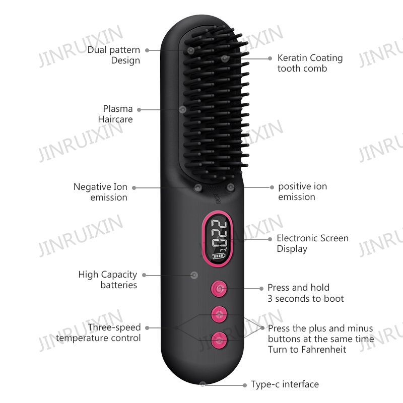 Wireless Hair Straightener Negative Ions Do Not Hurt Hair Mini Portable Fluffy Curling Dual Purpose Hair Straightener Brush
