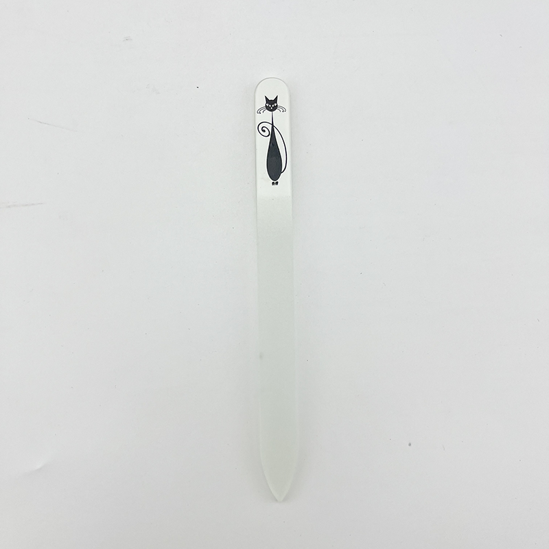 Custom Logo Portable Cute Cat Pattern White Corundum Nail Buffer File with Case