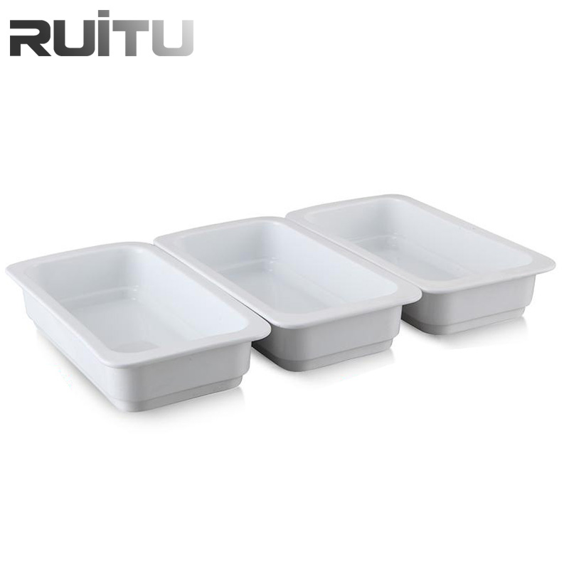 Round Rectangular White Porcelain Chaffing Parts Serving Set Food Warmer Chafing Dish Inserts Gastronorm Storage Container 1/1 Buffet Food Ceramic Gn Pan