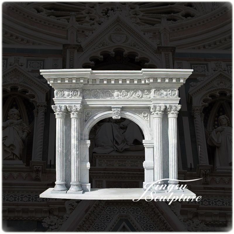 Hand Carved UK White Marble Fireplace Surround for Indoor Decoration