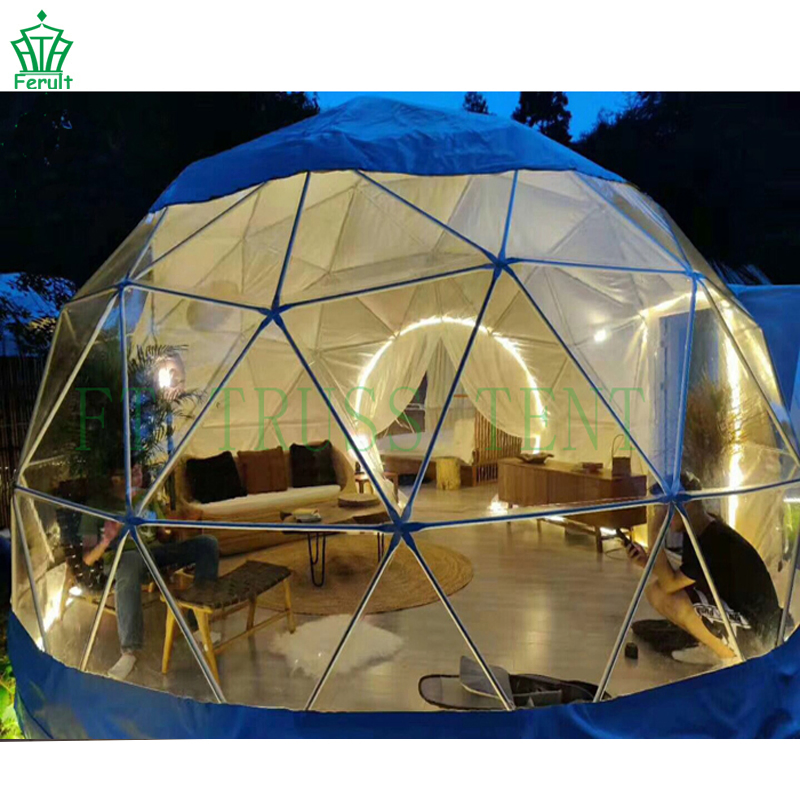 Complete Bathroom 6m Glamping PVC Camp House Dome Camping Tents for 2person