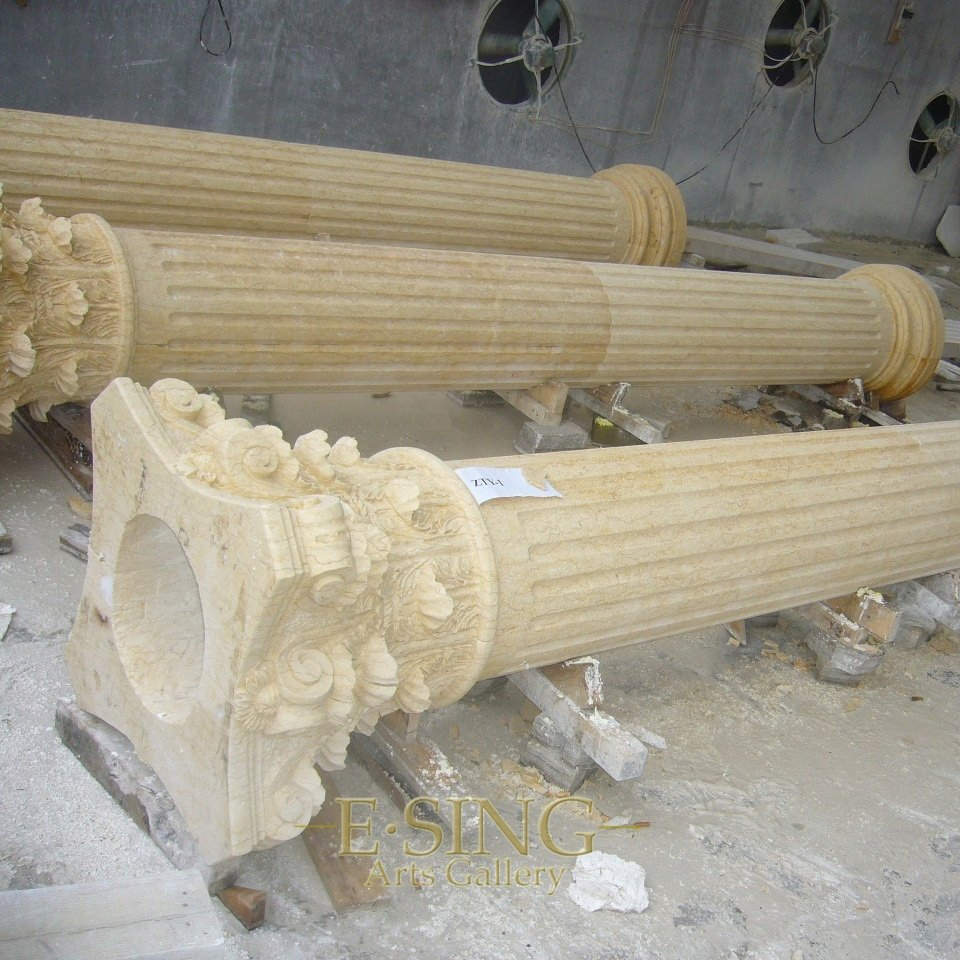 Factory Direct Sale Exterior Yellow Marble Columns House Decorative Pillars for Homes Hollow Pillars