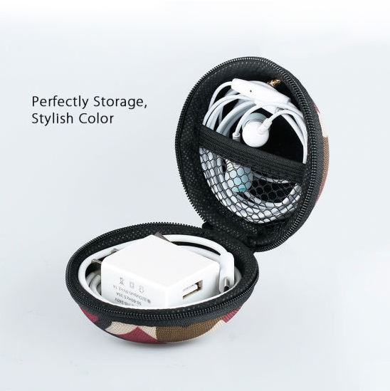 Camouflage Round Hard Shell Storage EVA Case for Earphone Accessories