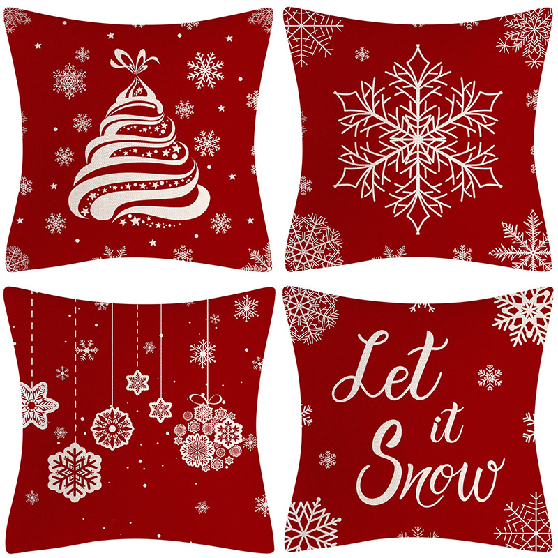 Wholesale Custom Christmas Decoration Pillow Cover Polyester Red Handwoven Cushion Cover Pillow Case