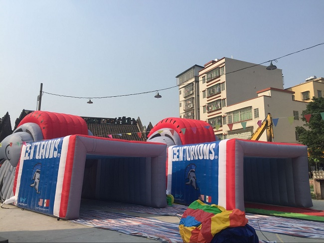 Boyi Custom Logo Printed Inflatable School Trojan Sports Tunnel