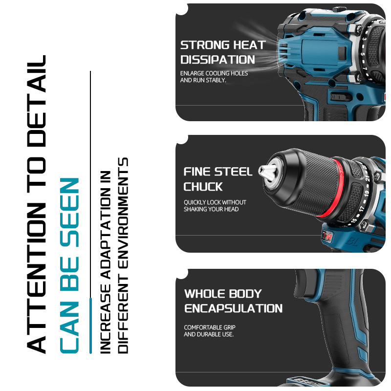 Беспроводной ударный шуруповерт Adzcy218 3 в 1, 13 мм