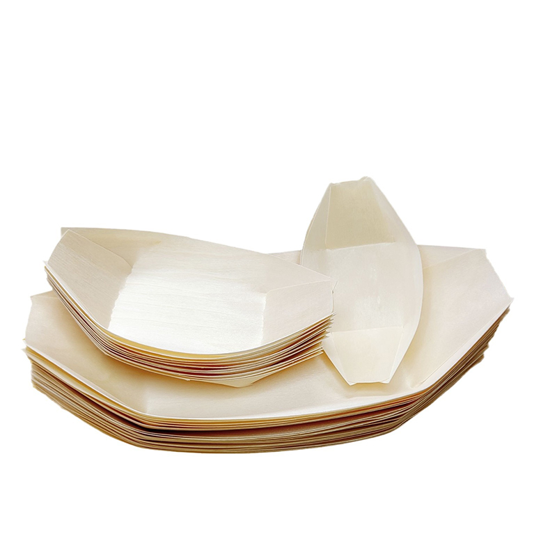 Disposable Wood Sushi Serving Boat Tray Dish Plate