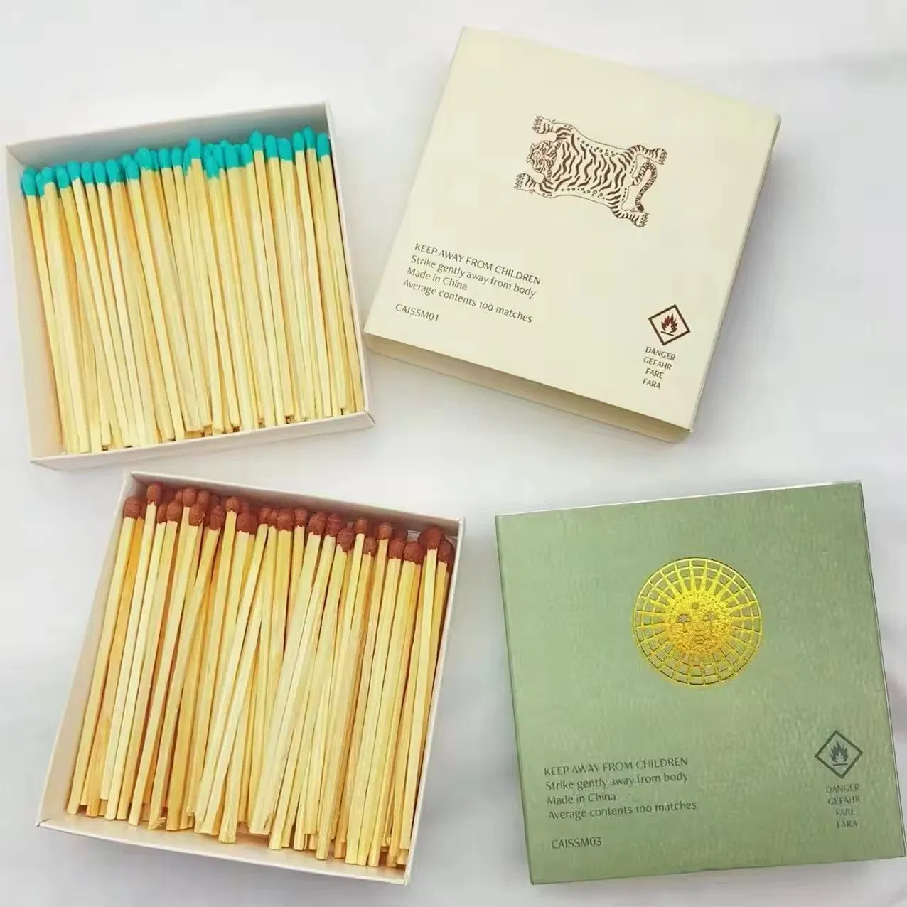 Big Square Matchbox for Cigar Candle Matches Matchbox 4 Inches Wooden Stick Matches with Colored Customize Logo Boxed Matches