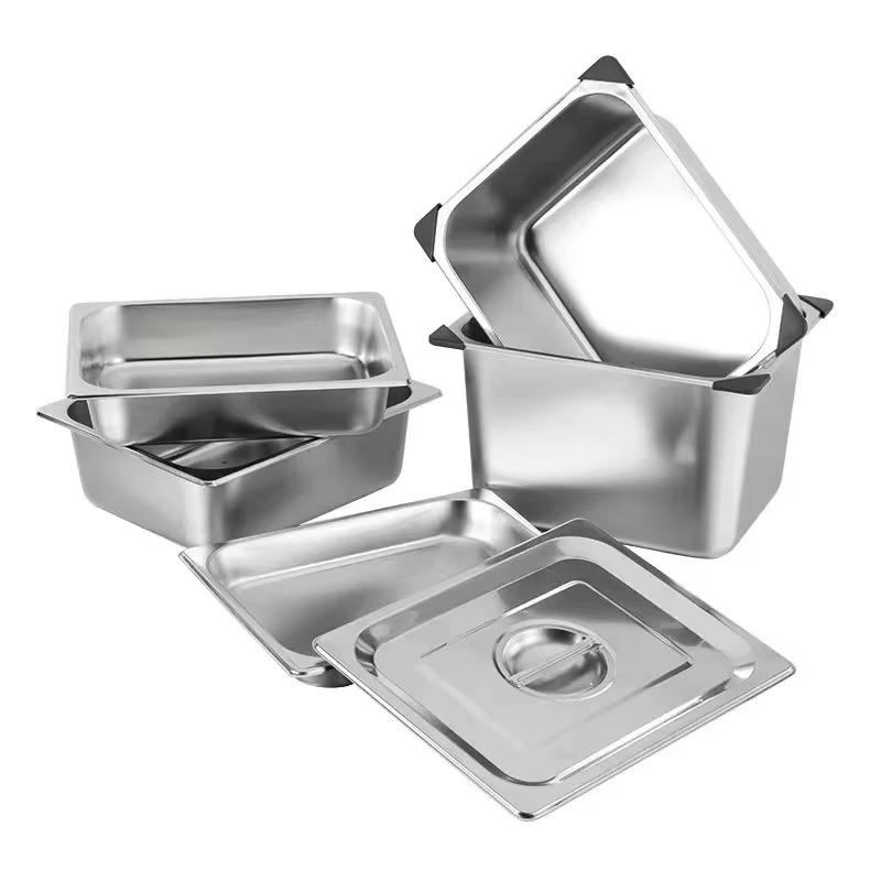 Full-Size Gn 1/1 Stainless Steel Pan European-Style Buffet Tray Metal Food Pan for Hotel, Restaurant & Catering Use