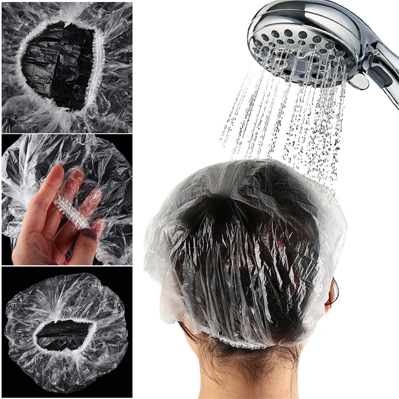Thickening Shower Caps Hat Bathing Caps Hotel One-off Elastic Shower Cap Clear Hair Salon Bathroom Products Bath Caps