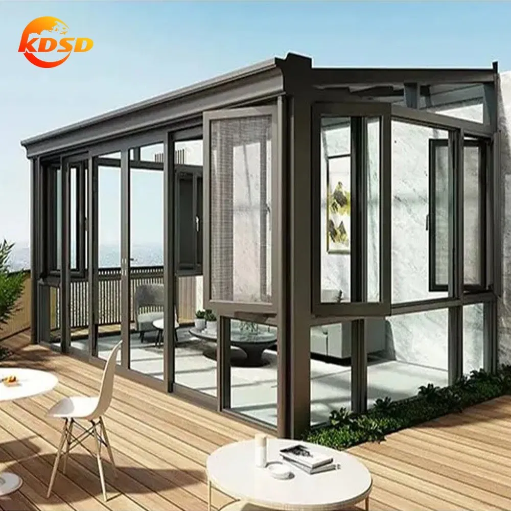 Free Standing Sunroom and Glass Houses Retractable Movable Conservatory Sunroom