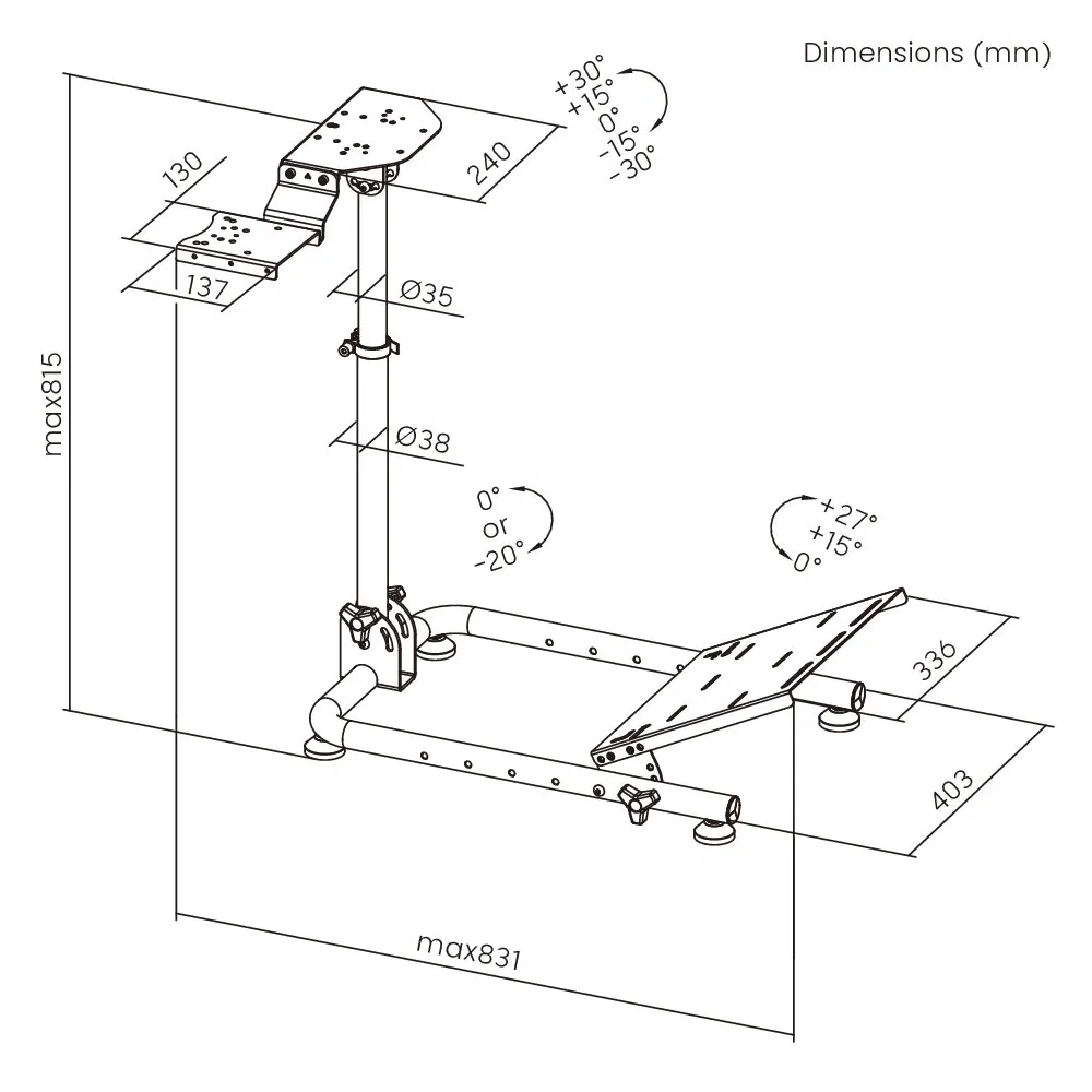 LUMI Hot Sale Tilt Adjustable Car Driving Race Game Racing Steering Wheel Stand for Logitech Fanatec Thrustmaster