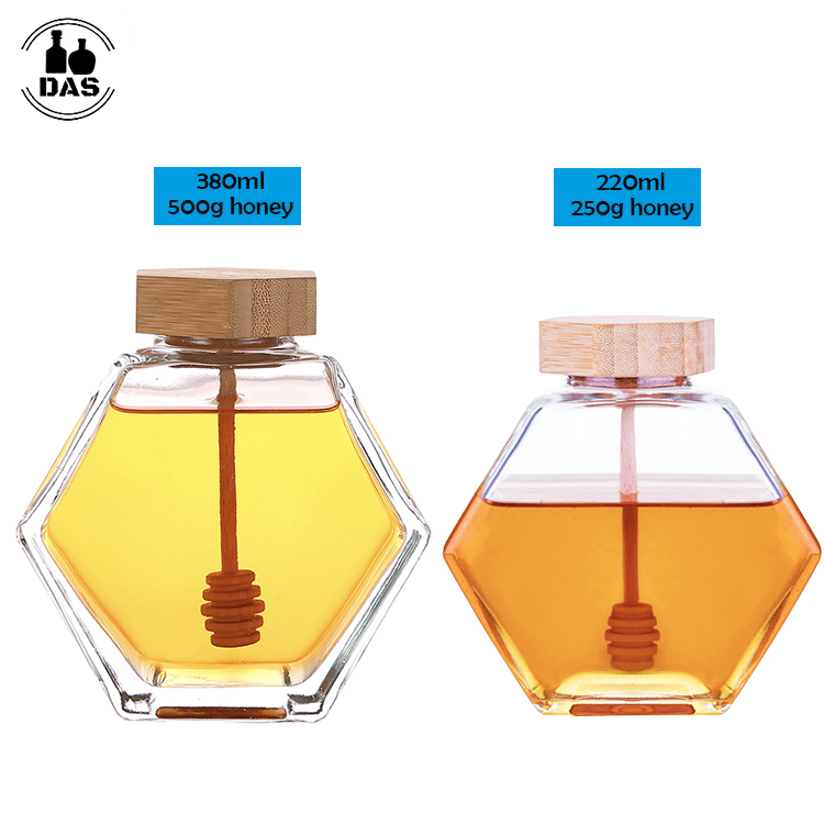 Прозрачная шестигранная стеклянная банка с крышкой