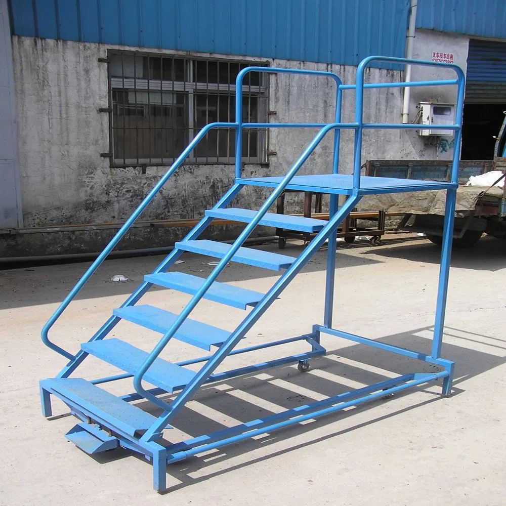 Moveable Platform Rolling Step Ladder Warehouse Supermarket Climbing Lifting Foldable Folding Ladder