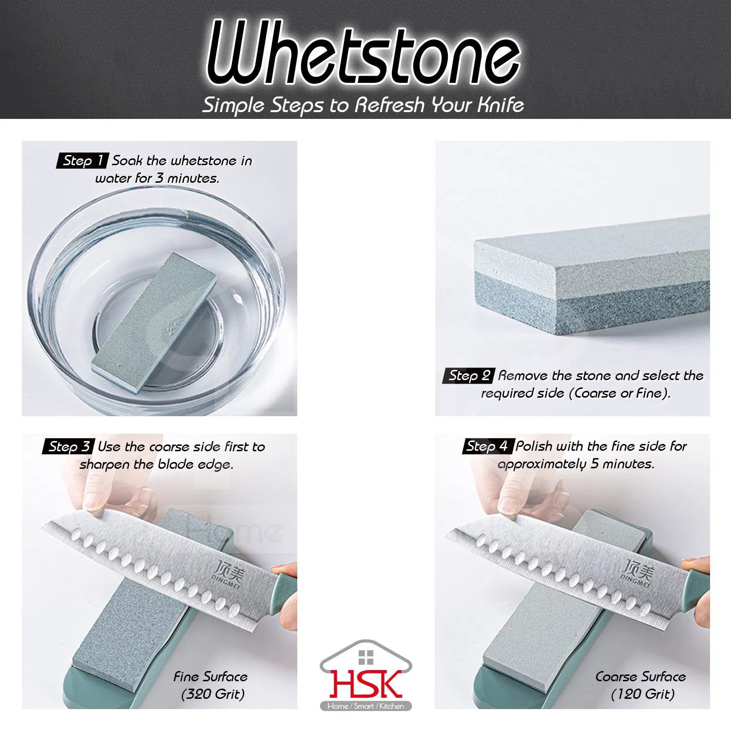 Household Sharpening Stone, Anti-Slip Base, Stone for Sharpening Knives